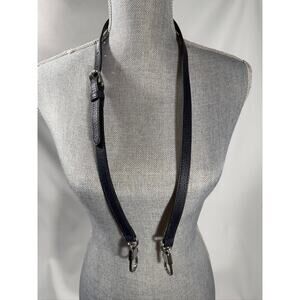 Gucci Pebbled Leather Adjustable Strap 40" in Silver Tone Logo Hardware